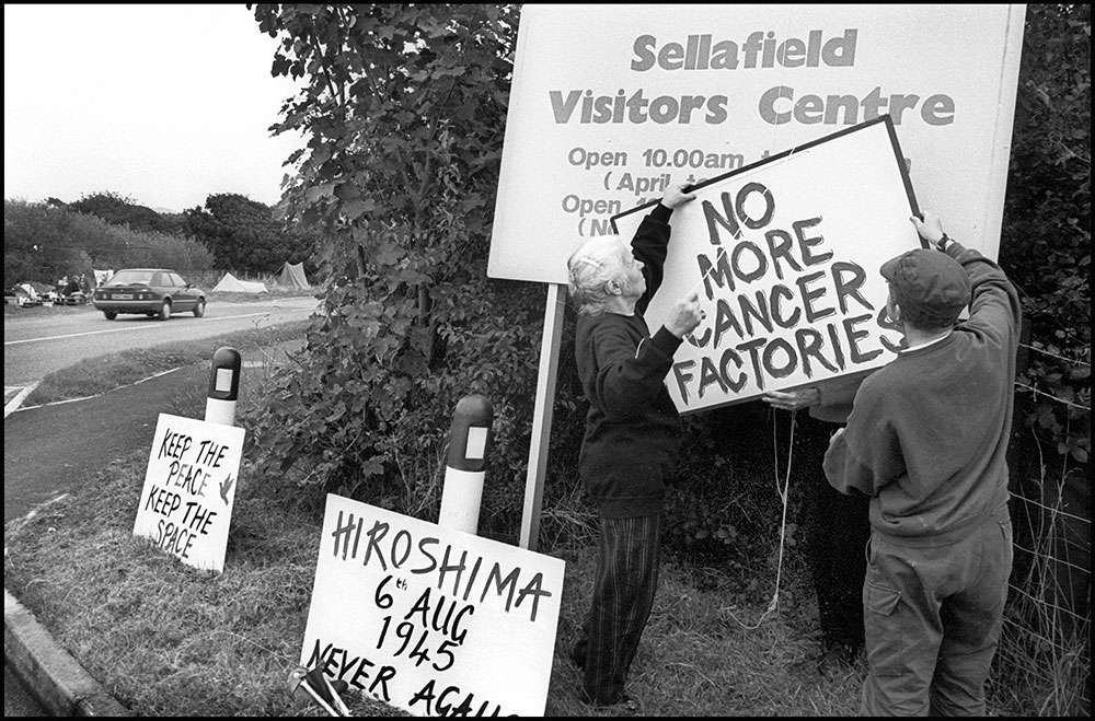 1994- SELLAFIELD NUCLEAR -  Peace protester Catherina Barnes, camping and protesting at the entrance of the factory
