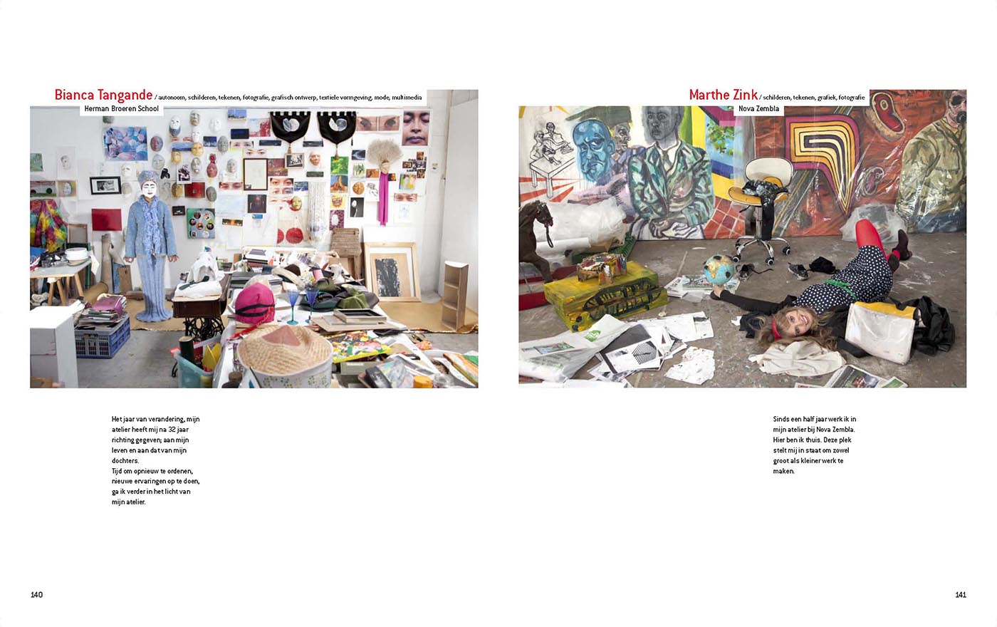2012- KUNSTENAARS / ARTISTS -  spread uit boek